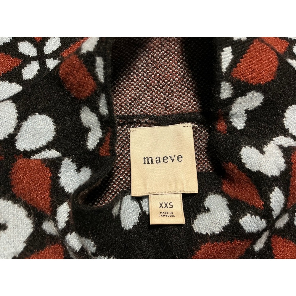 Maeve Anthropologie Carys Mock Neck Sweater Black Rust XXS - Picture 7 of 11
